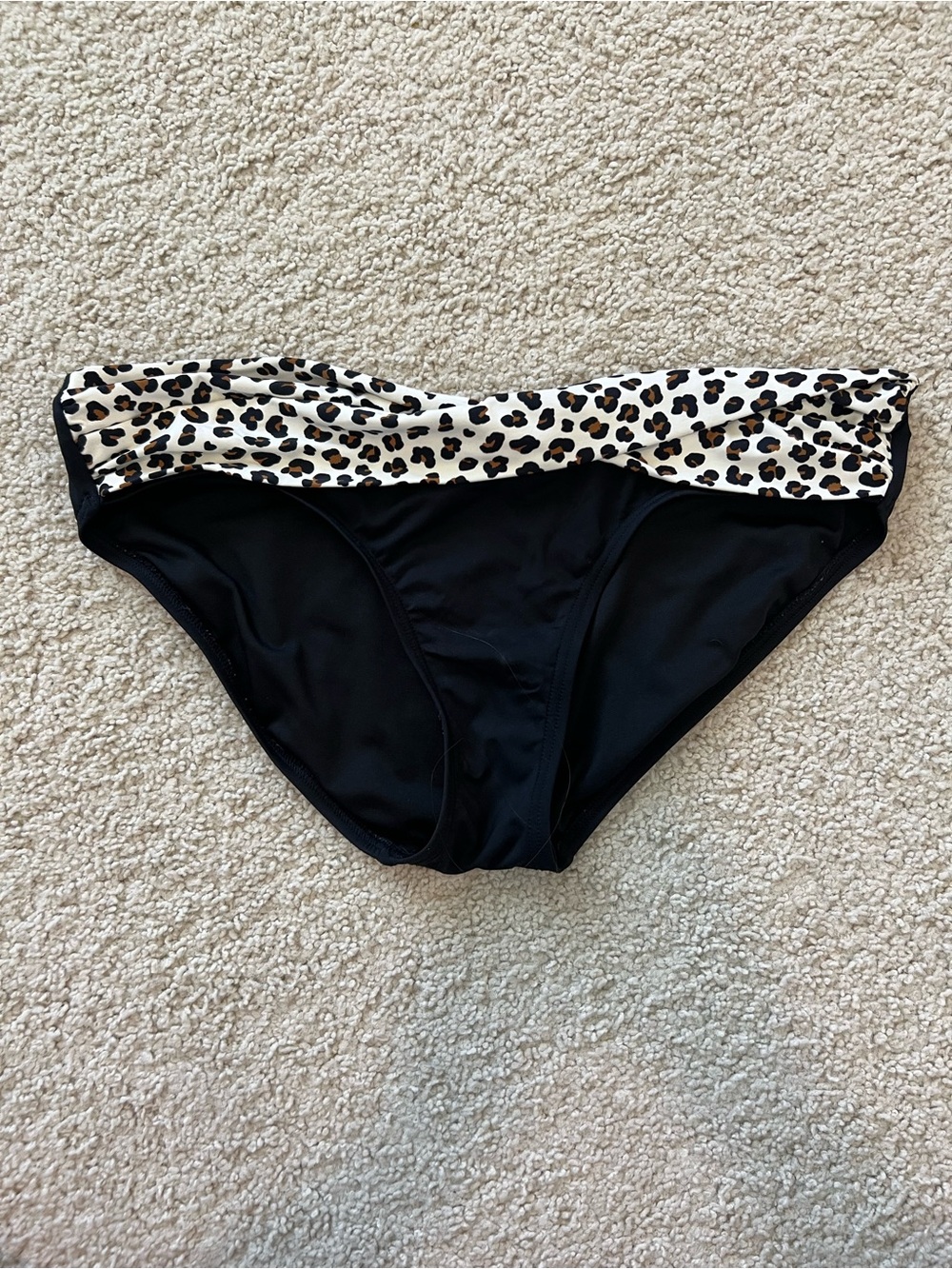 Coco Reef Black Bikini Bottom with Leopard Waistband
